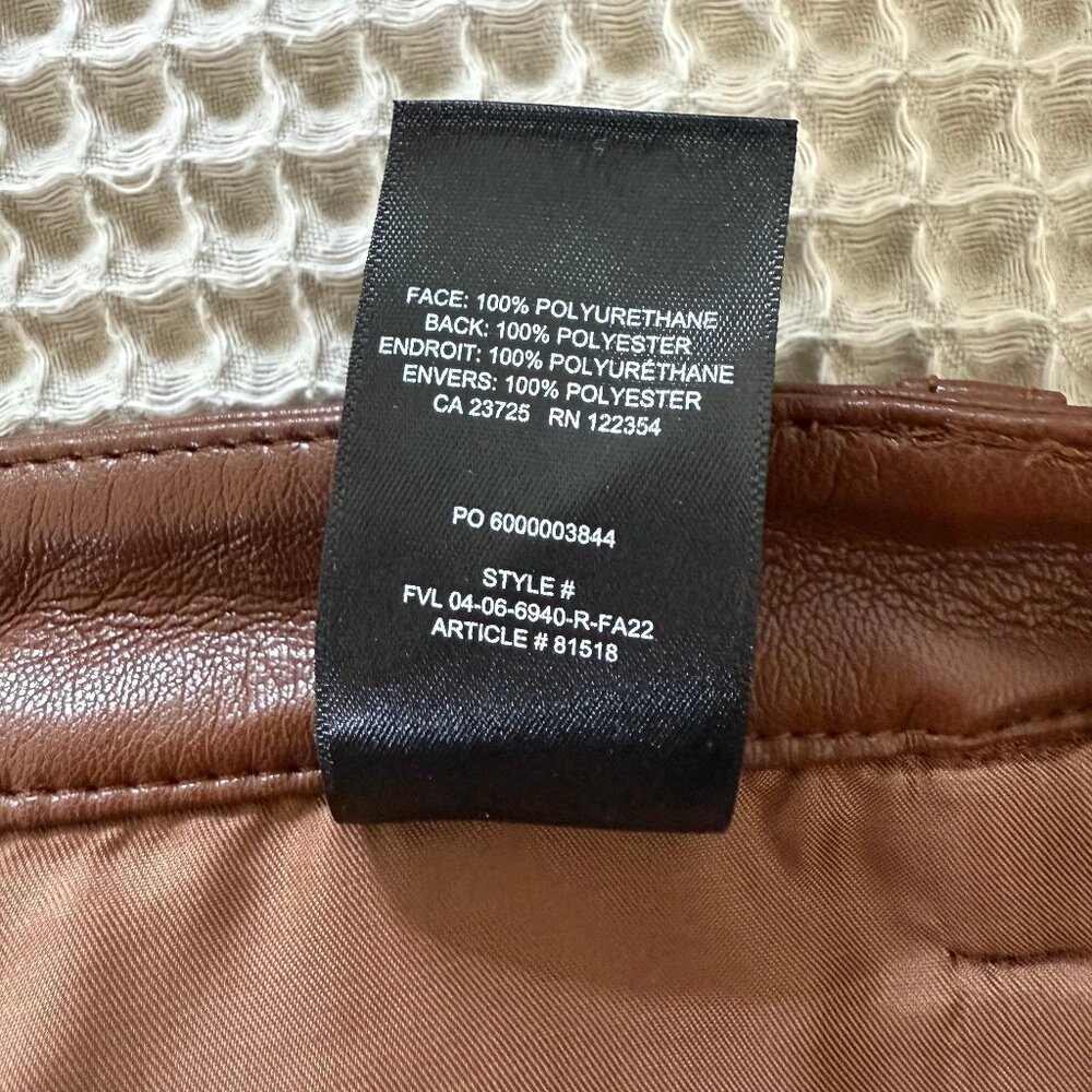 NWOT Aritzia WILFRED Melina Cognac Brown Vegan Leather Trousers Pants Size 6 - Picture 13 of 13